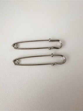 Set of 2 Silver Safety Pin Brooches
